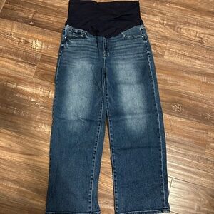 Pinkblush Dark Mid Rise Ankle Barrel Turn Up Cuffed Maternity Jeans 31